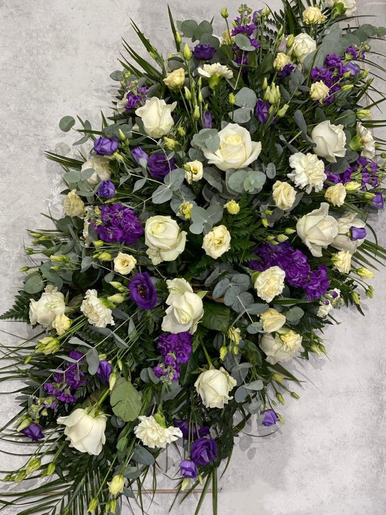 Purple & Cream Casket Spray